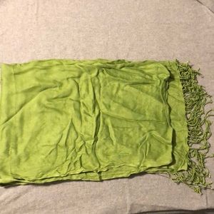 Lime green fringe scarf
